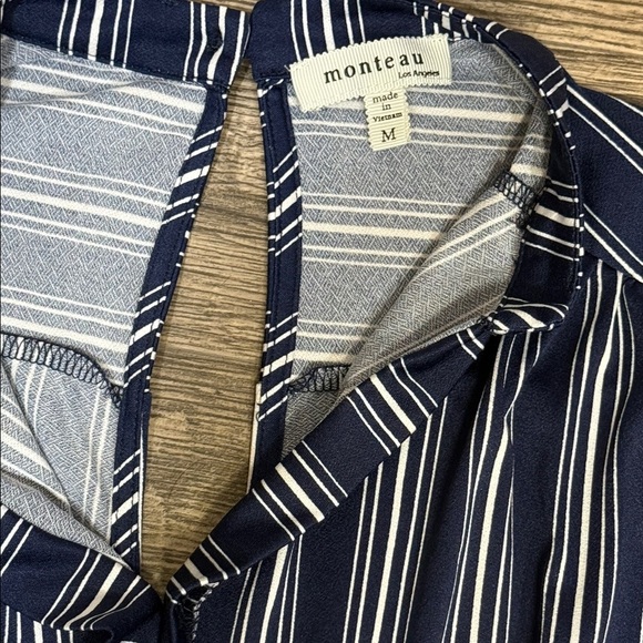 Monteau Navy and White Striped Jumpsuit - Picture 3 of 4